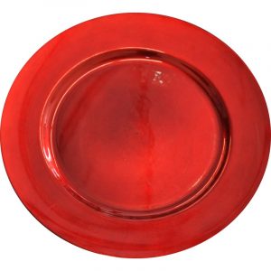 Kaarsplateau rood met glans 33 cm rond