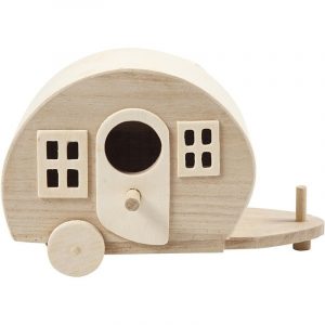 4x Grenen houten caravan 18 cm