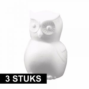 3x Hobbymateriaal piepschuim uil 22 cm