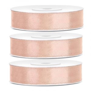 3x Hobby/decoratie perzik roze satijnen sierlinten 1,2 cm/12 mm x 25 meter