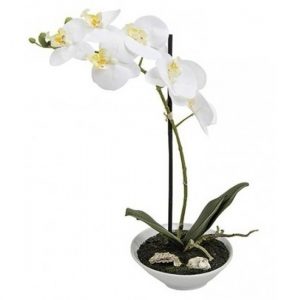 Witte vlinderorchidee kunstplant in pot 38 cm