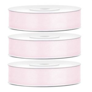 3x Hobby/decoratie poeder roze satijnen sierlinten 1,2 cm/12 mm x 25 meter