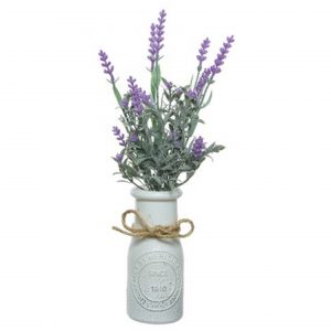 Lichtpaarse Lavendula/lavendel kunstplant 32 cm in witte pot