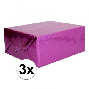3x Glitter hobbyfolie paars 150 cm