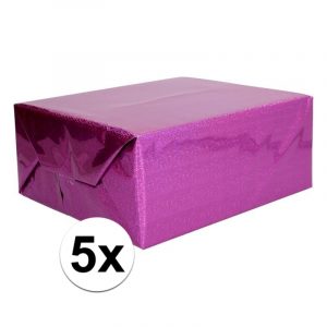 5x Glitter hobbyfolie paars 150 cm