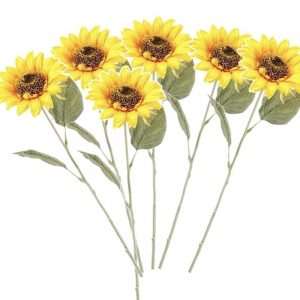 6x Zonnebloem kunstbloem geel 62 cm