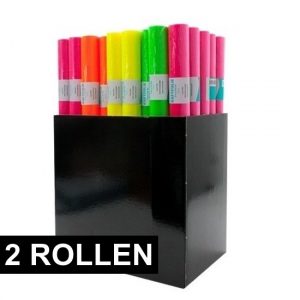 2x Neon roze folie inpakpapier voor boeken 3 meter