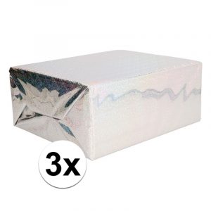 3x Glitter hobbyfolie zilver 150 cm