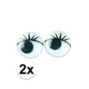 2x zakjes Hobby artikelen oogjes met wimpers 15 mm