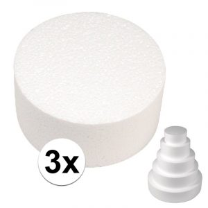 3x Bruidstaart maken piepschuimen schijven 7 x 15 cm