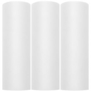 3x Hobby/decoratie witte tule stofjes op rol 15 cm x 9 meter