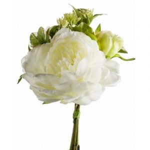 Gebonden boeket witte kunstbloemen 20 cm