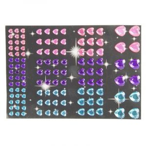 Hartjes plakjuwelen roze, paars en blauw