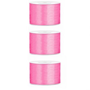 3x Hobby/decoratie roze satijnen sierlinten 5 cm/50 mm x 25 meter