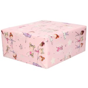 1x Kadopapier roze met danseressen 200 x 70 cm