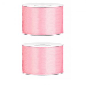 2x Hobby/decoratie lichtroze satijnen sierlinten 5 cm/50 mm x 25 meter