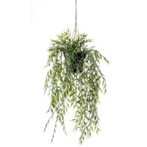Groene bamboe kunstplant 50 cm in hangende pot