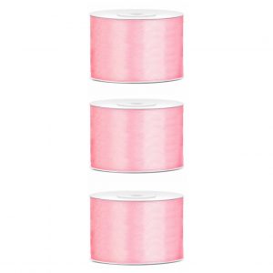 3x Hobby/decoratie lichtroze satijnen sierlinten 5 cm/50 mm x 25 meter
