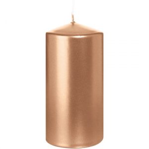 1x Rosegouden woondecoratie kaarsen 6 x 12 cm 40 branduren