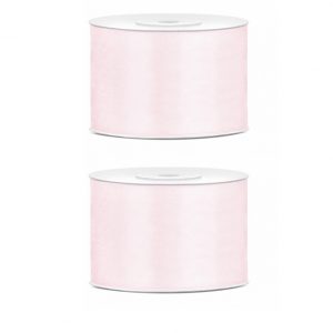2x Hobby/decoratie poeder roze satijnen sierlinten 5 cm/50 mm x 25 meter