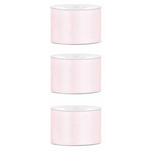 3x Hobby/decoratie poeder roze satijnen sierlinten 5 cm/50 mm x 25 meter