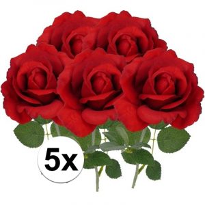 5x Kunst rozen rood 37 cm
