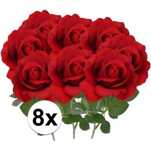 8x Kunst rozen rood 37 cm