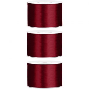 3x Hobby/decoratie bordeaux rood satijnen sierlinten 5 cm/50 mm x 25 meter