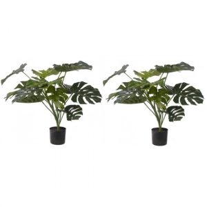 2x Kunstplant Monstera groen 85 cm