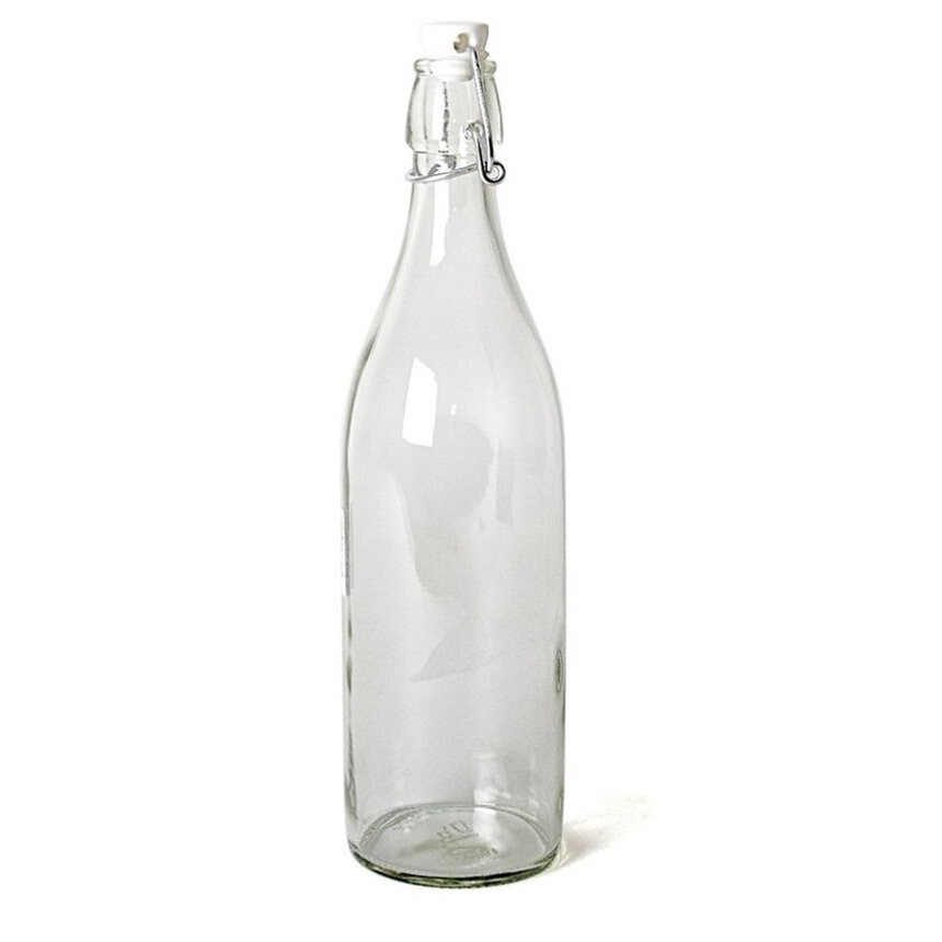 6x Glazen beugelflessen/weckflessen transparant met beugeldop 1 liter