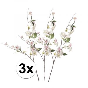3x Roze perzikbloesem 80 cm kunstplant takken