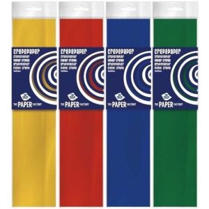 4x Knutsel crepe vouw papier basis kleuren voor jongens 250 x 50 cm