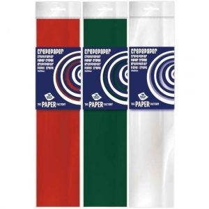 3x Knutsel crepe vouw papier kerst kleuren 250 x 50 cm