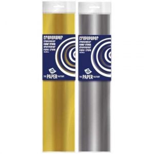 2x Knutsel crepe vouw papier goud/zilver 250 x 50 cm