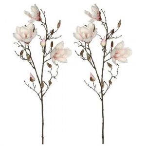 2x Magnolia beverboom kunsttak licht roze 90 cm