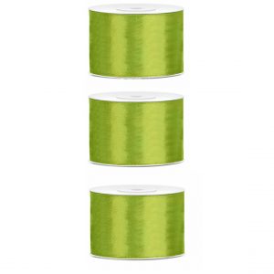 3x Hobby/decoratie groen satijnen sierlinten 5 cm/50 mm x 25 meter
