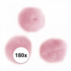 180x Roze decoratieve pompons 15 mm