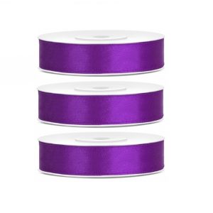 3x Hobby/decoratie paarse satijnen sierlinten 1,2 cm/12 mm x 25 meter