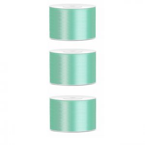 3x Hobby/decoratie mintgroen satijnen sierlinten 5 cm/50 mm x 25 meter