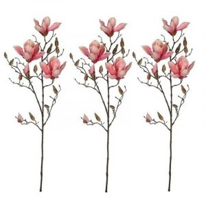 3x Magnolia beverboom kunsttak roze 90 cm