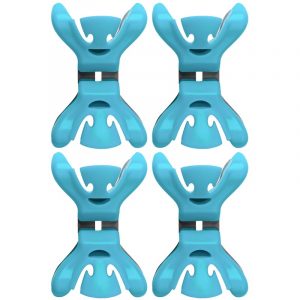 4X Kerstkaarten/geboortekaartjes ophangen klemmen blauw zonder plakband/spijkers/schroeven