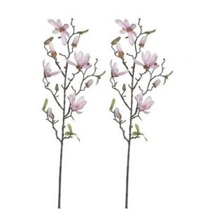 2x Magnolia beverboom kunsttak licht roze 80 cm