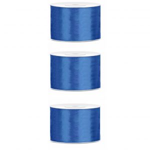 3x Hobby/decoratie helderblauw satijnen sierlinten 5 cm/50 mm x 25 meter