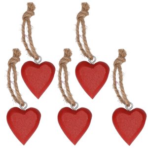 5x Rode hart hanger 5 cm