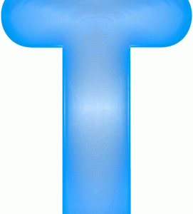 Blauwe opblaasbare letter T