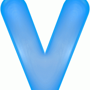 Blauwe opblaasbare letter V