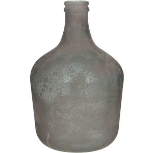 Grijze antieklook fles vaas/vazen van eco glas 27 x 42 cm