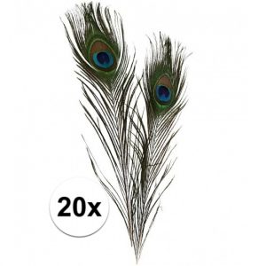 20x Decoratie veren van een pauw