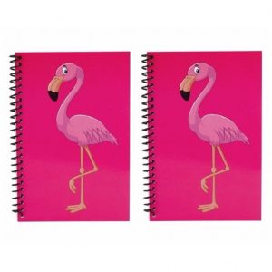 Set van 2x stuks flamingo notitieboekjes/schriftjes roze 18cm