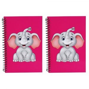 Set van 2x stuks olifanten kinder/peuters schriften roze 18cm